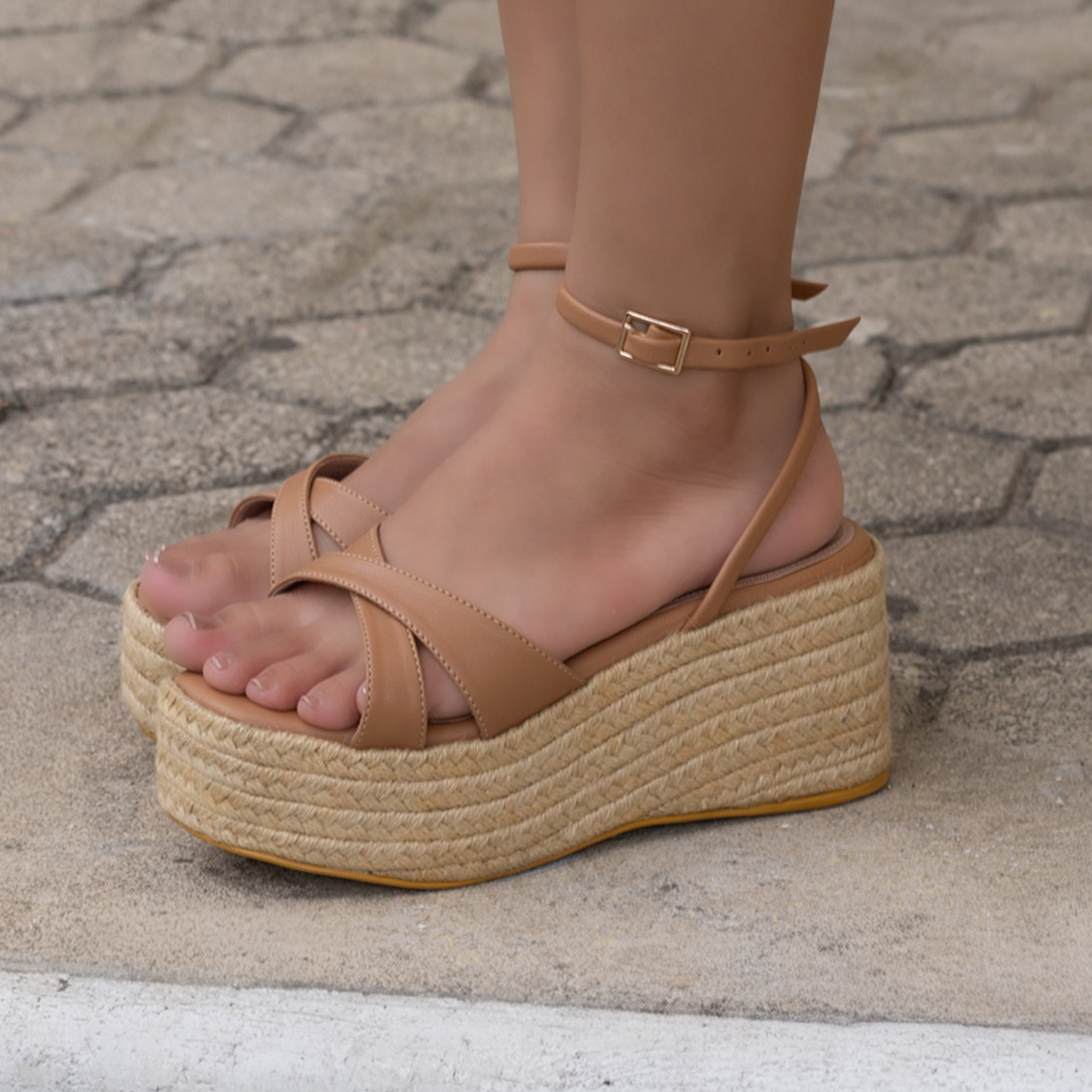Sandalias con plataforma en Boston miel