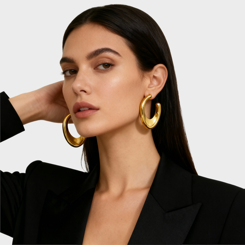 Aretes Dorados Ovalo