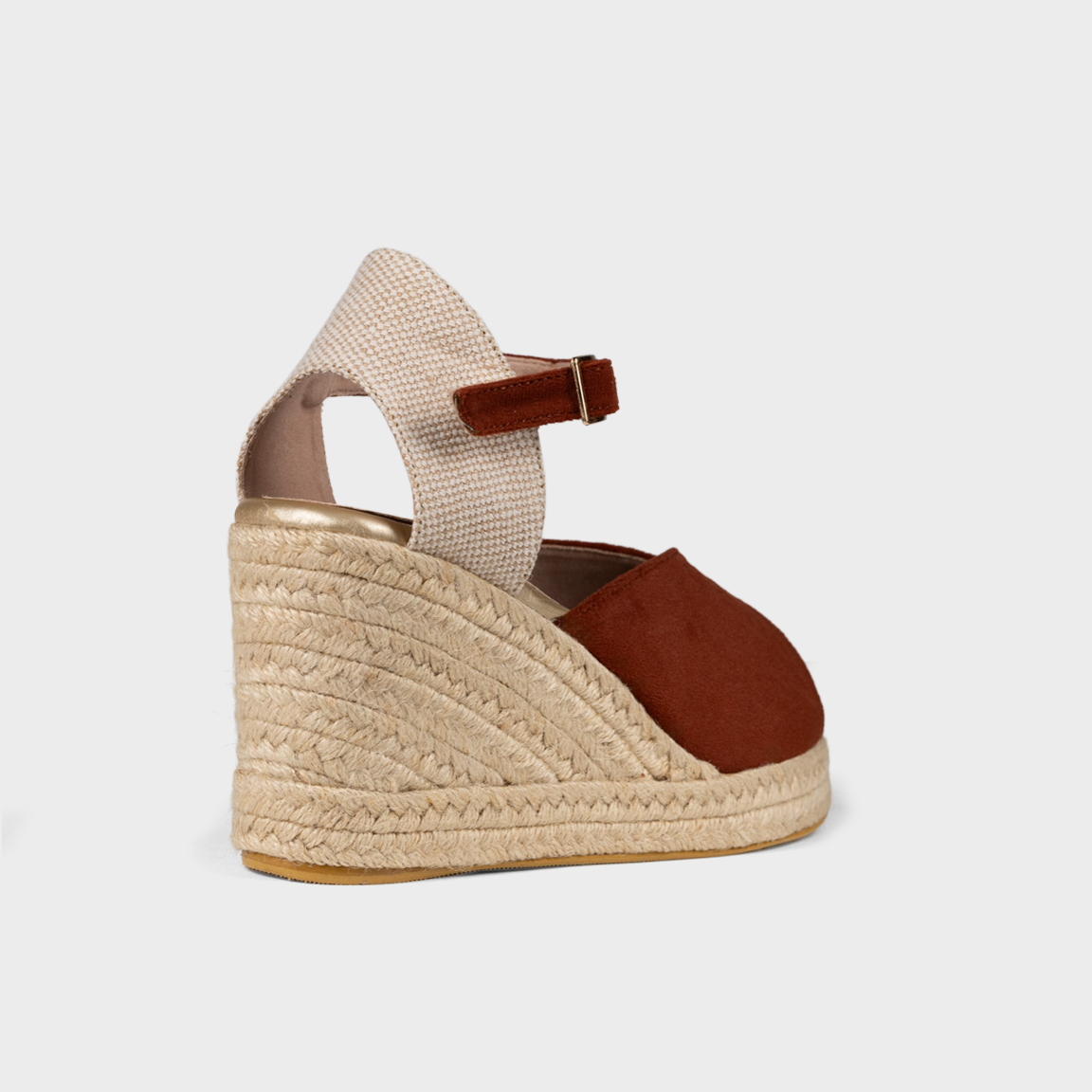 Sandalias con plataforma en Tercipelo terracota