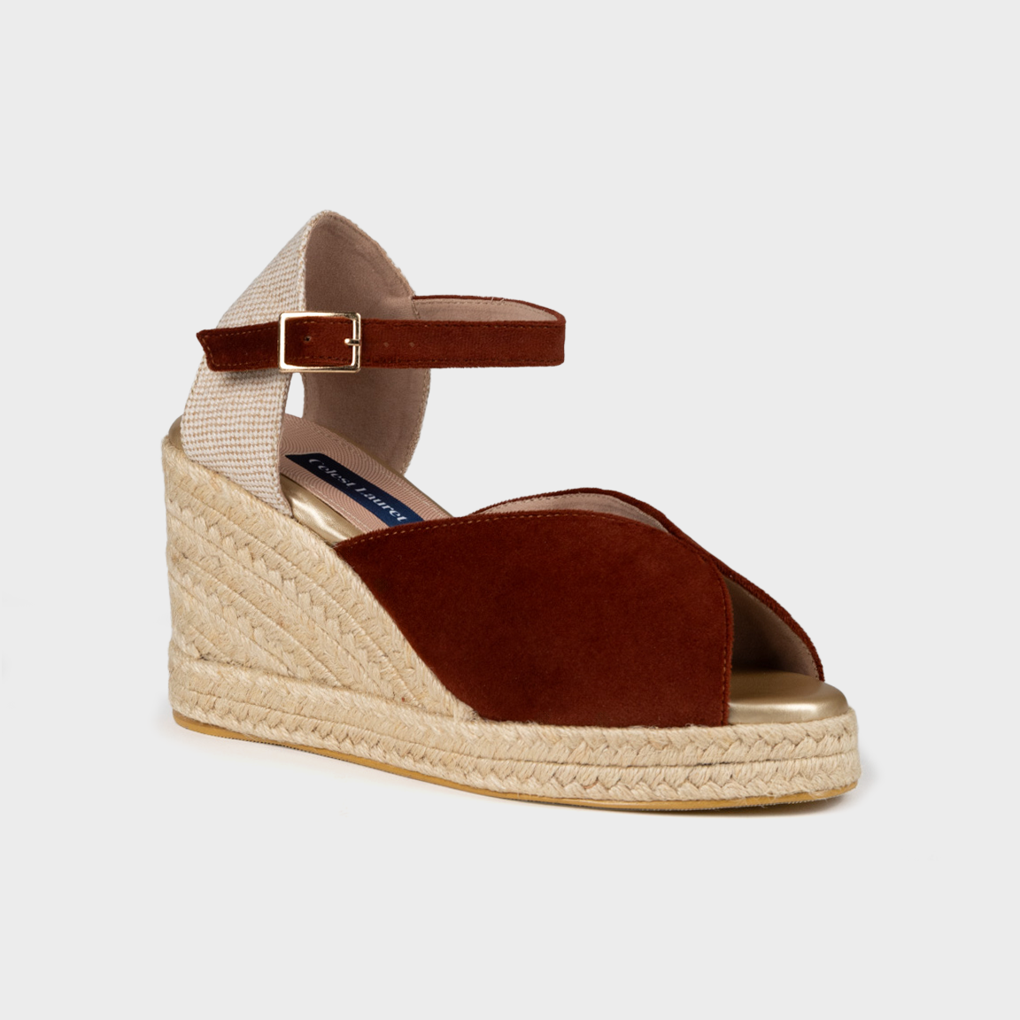 Sandalias con plataforma en Tercipelo terracota