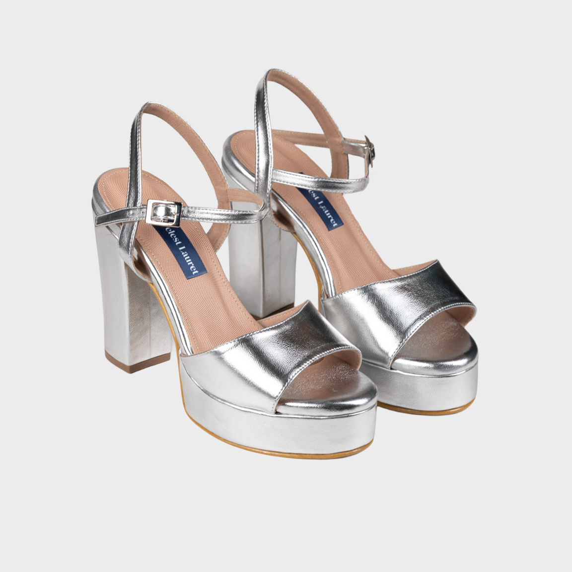 Sandalias con plataforma destello plateado